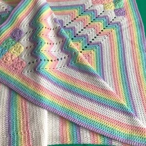 Rainbow handmade Blanket crochet knit